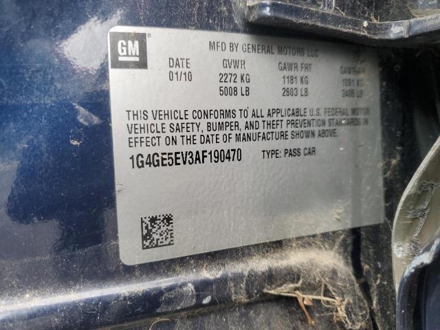 1G4GE5EV3AF190470 - 2010 BUICK LACROSSE CXS BLUE photo 12