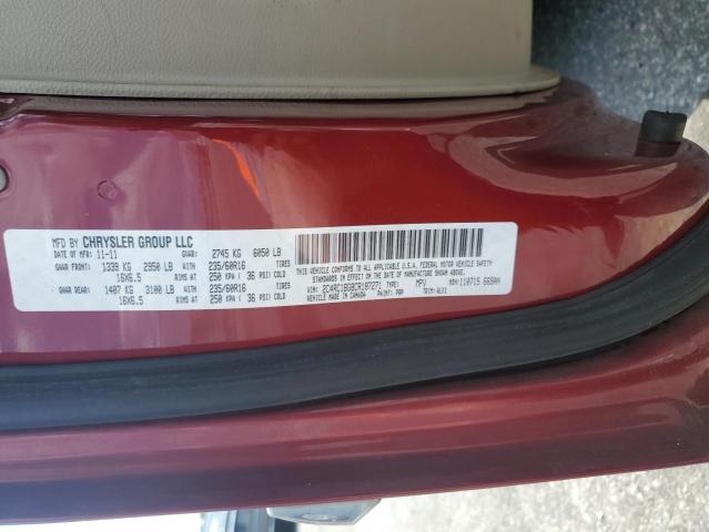 2C4RC1BG8CR187271 - 2012 CHRYSLER TOWN & COU TOURING 勃艮第红 照片 12