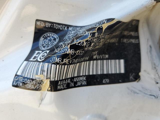 JTMRJREV7HD104194 - 2017 TOYOTA RAV4 HV LE Weiß Foto 12