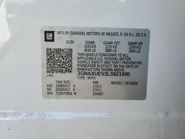 3GNAXUEV2LS621000 - 2020 CHEVROLET EQUINOX LT Weiß Foto 13