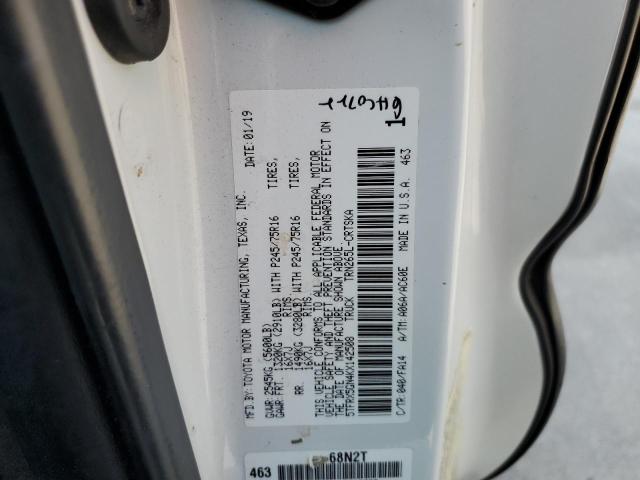 5TFRX5GN4KX142508 - 2019 TOYOTA TACOMA ACCESS CAB თეთრი ფოტო 12