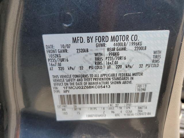 1FMCU02Z68KC05413 - 2008 FORD ESCAPE XLS GRAY photo 13