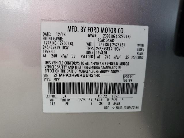 2FMPK3K98KBB42440 - 2019 FORD EDGE TITANIUM SILVER photo 14