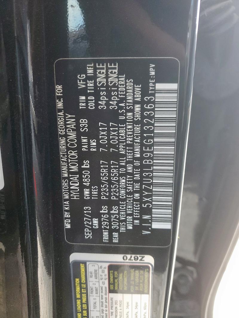 5XYZU3LB9EG132363 - 2014 HYUNDAI SANTA FE S أسود صورة 13