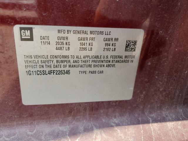 1G11C5SL4FF226346 - 2015 CHEVROLET MALIBU 1LT 勃艮第红 照片 12