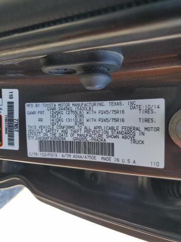 5TFJU4GNXFX069294 - 2015 TOYOTA TACOMA DOUBLE CAB PRERUNNER GRAY photo 12