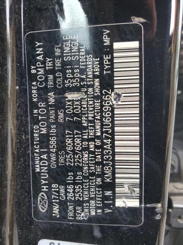 KM8J33A47JU669662 - 2018 HYUNDAI TUCSON SEL BLACK photo 12