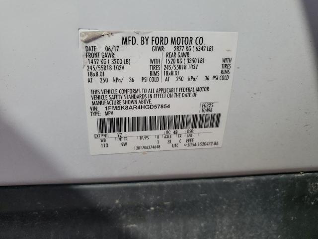 1FM5K8AR4HGD57854 - 2017 FORD EXPLORER POLICE INTERCEPTOR 白色 照片 14