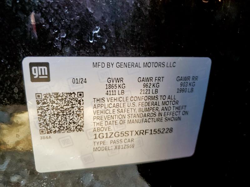 1G1ZG5STXRF155228 - 2024 CHEVROLET MALIBU RS BLACK photo 12