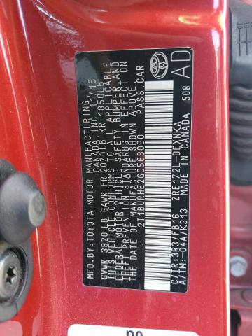 2T1BURHE2GC568090 - 2016 TOYOTA COROLLA L 红色 照片 13