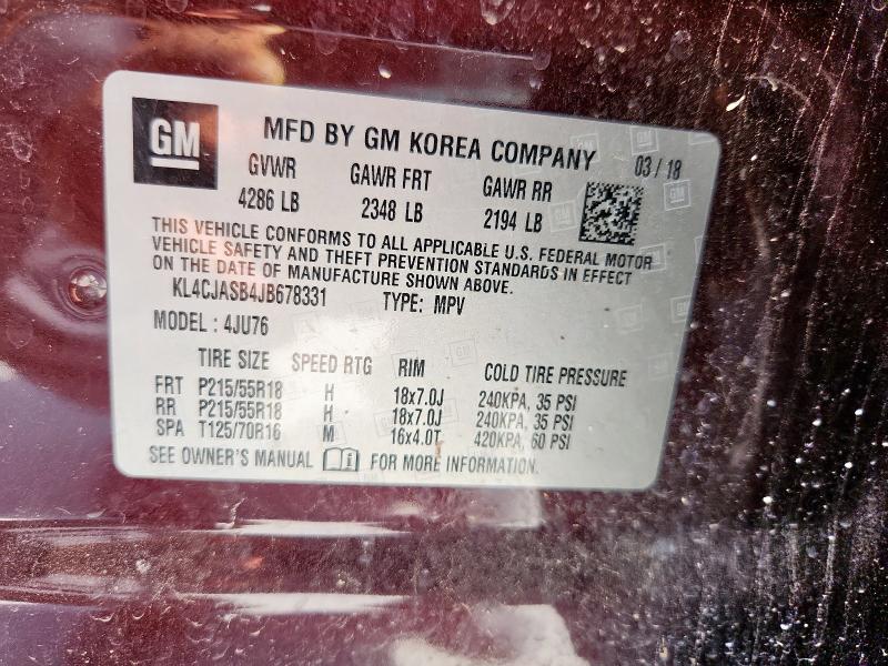 KL4CJASB4JB678331 - 2018 BUICK ENCORE PREFERRED BROWN photo 13