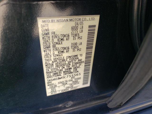 5N1AR18W45C755565 - 2005 NISSAN PATHFINDER LE 黑色 照片 13
