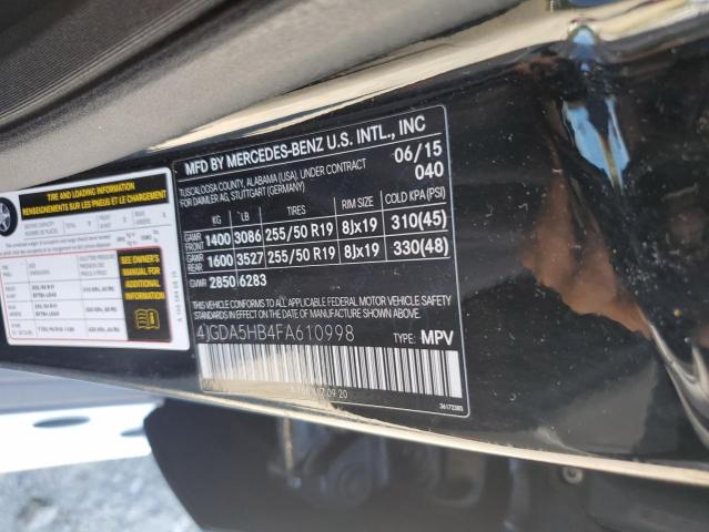 4JGDA5HB4FA610998 - 2015 MERCEDES-BENZ ML 350 4MATIC BLACK photo 13