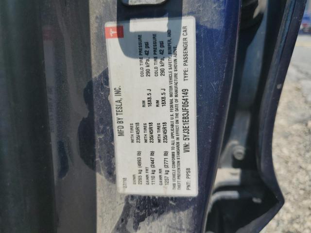 5YJ3E1EB3JF054149 - 2018 TESLA MODEL 3 ლურჯი ფოტო 12