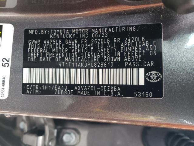 4T1T11AK0PU828810 - 2023 TOYOTA CAMRY SE NIGHT SHADE GRAY photo 12