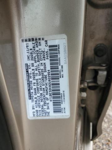 4T1BE32K02U022954 - 2002 TOYOTA CAMRY LE ბეჟი ფოტო 12