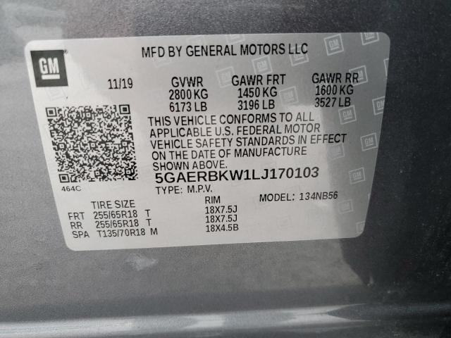 5GAERBKW1LJ170103 - 2020 BUICK ENCLAVE ESSENCE ნაცრისფერი ფოტო 13