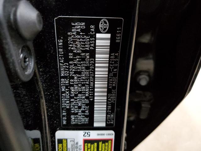 4T1T11AKXPU779793 - 2023 TOYOTA CAMRY SE NIGHT SHADE BLACK photo 12
