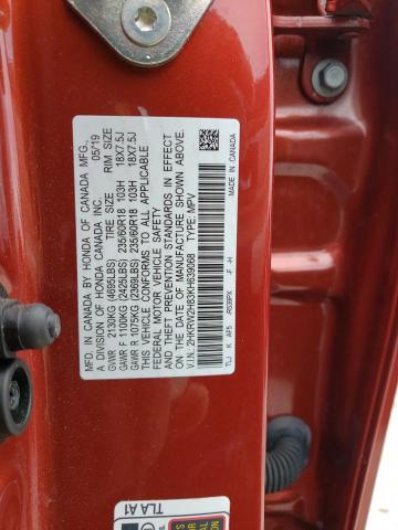 2HKRW2H83KH639068 - 2019 HONDA CR-V EXL RED photo 13