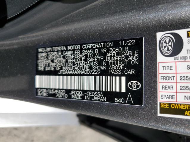 JTDAAAAAXNA007229 - 2022 TOYOTA MIRAI LE GRAY photo 13