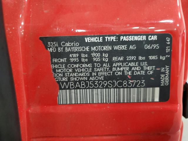 WBABJ5329SJC83723 - 1995 BMW 325 IC RED photo 12