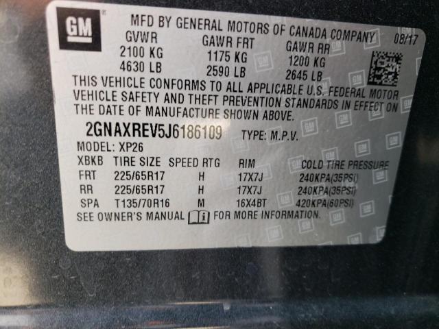 2GNAXREV5J6186109 - 2018 CHEVROLET EQUINOX LS CHARCOAL photo 12