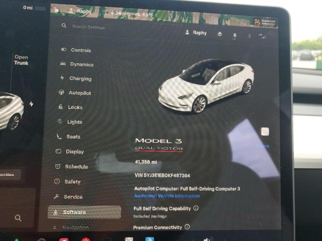 5YJ3E1EB0KF487364 - 2019 TESLA MODEL 3 თეთრი ფოტო 9