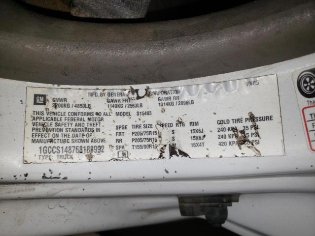 1GCCS148768188992 - 2006 CHEVROLET COLORADO 白色 照片 12