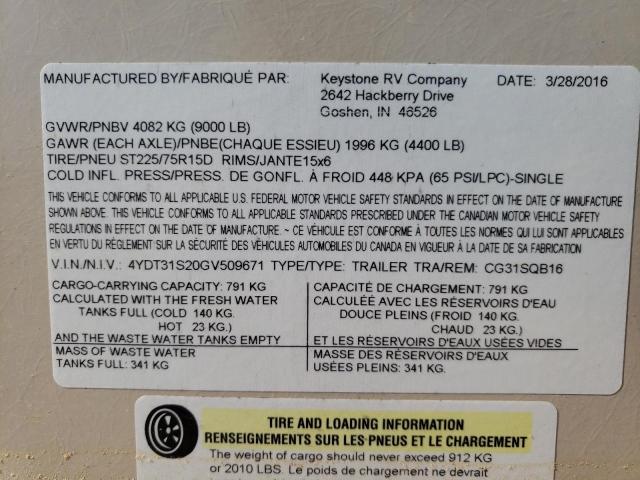 4YDT31S20GV509671 - 2016 KEYSTONE SPRINTER TWO TONE photo 10