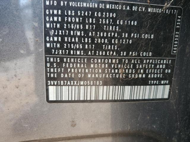 3VV1B7AXXJM058183 - 2018 VOLKSWAGEN TIGUAN S 灰色 照片 13
