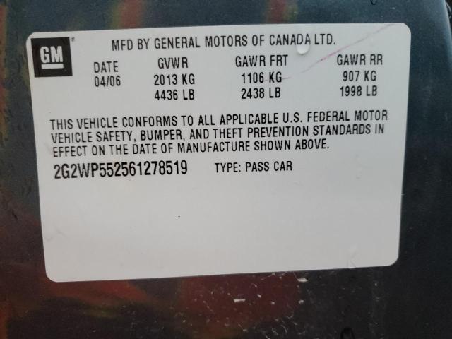 2G2WP552561278519 - 2006 PONTIAC GRAND PRIX 蓝色 照片 12