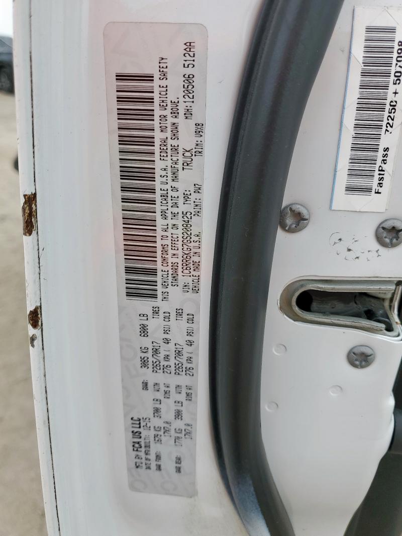 1C6RR6KG7GS208425 - 2016 RAM 1500 ST WHITE photo 12