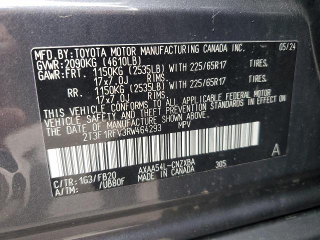 2T3F1RFV3RW464293 - 2024 TOYOTA RAV4 LE CHARCOAL photo 14