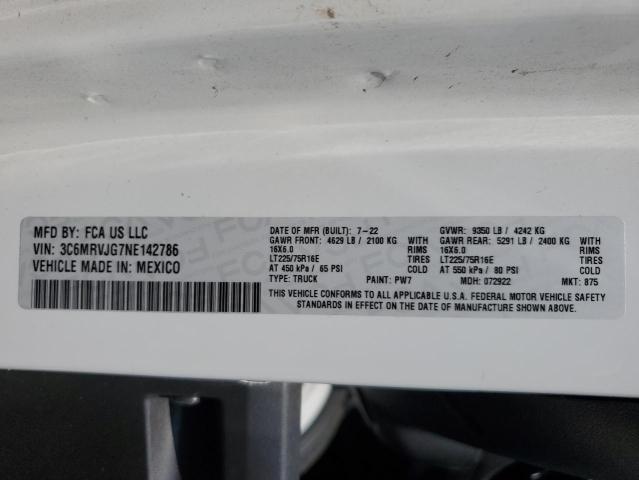 3C6MRVJG7NE142786 - 2022 RAM PROMASTER 3500 HIGH WHITE photo 13