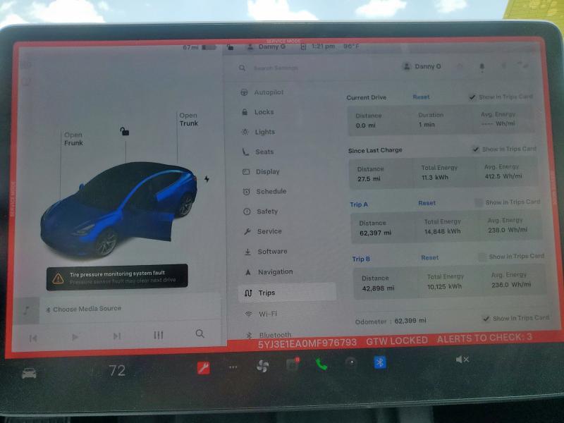 5YJ3E1EA0MF976793 - 2021 TESLA MODEL 3 ლურჯი ფოტო 9