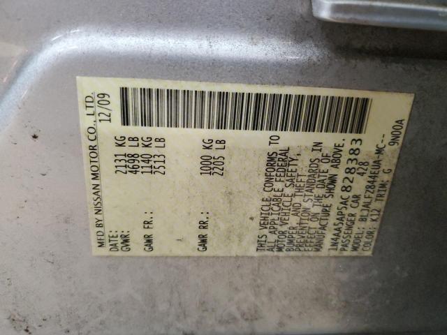 1N4AA5AP5AC828383 - 2010 NISSAN MAXIMA S SILVER photo 12