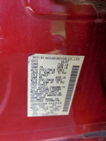 1N6BA07D88N301058 - 2008 NISSAN TITAN XE 勃艮第红 照片 13