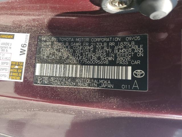 JTKDE177560095698 - 2006 TOYOTA SCION TC Tünd qırmızı foto 12