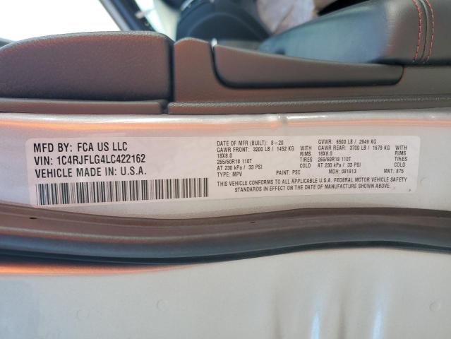 1C4RJFLG4LC422162 - 2020 JEEP GRAND CHER TRAILHAWK ვერცხლისფერი ფოტო 14