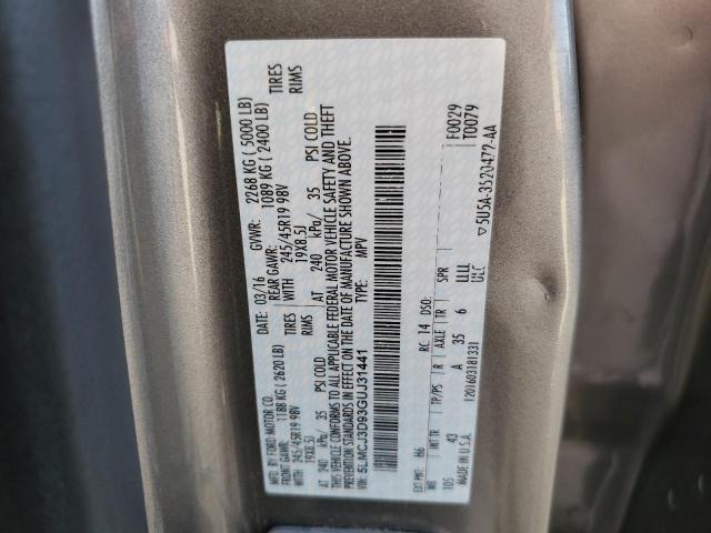 5LMCJ3D93GUJ31441 - 2016 LINCOLN MKC RESERVE BEIGE photo 13