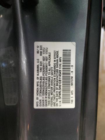 5FNRL5H61CB114549 - 2012 HONDA ODYSSEY EXL Գրաֆիտ լուսանկար 13