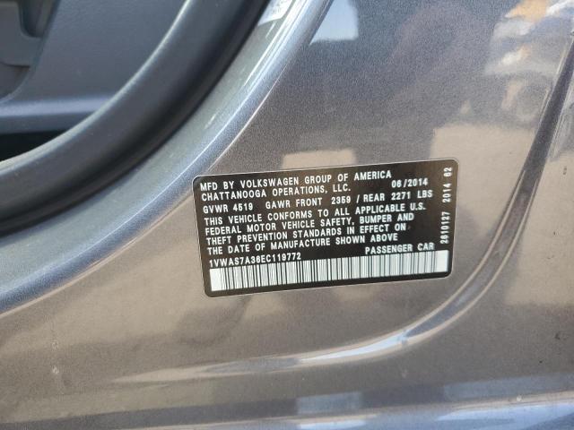 1VWAS7A36EC119772 - 2014 VOLKSWAGEN PASSAT S CHARCOAL photo 12