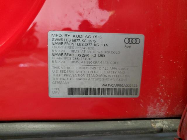 WA1VCAFP5GA002123 - 2016 AUDI SQ5 PRESTIGE RED photo 12