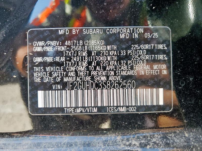 JF2GUHDC3S8262560 - 2025 SUBARU CROSSTREK PREMIUM BLACK photo 13