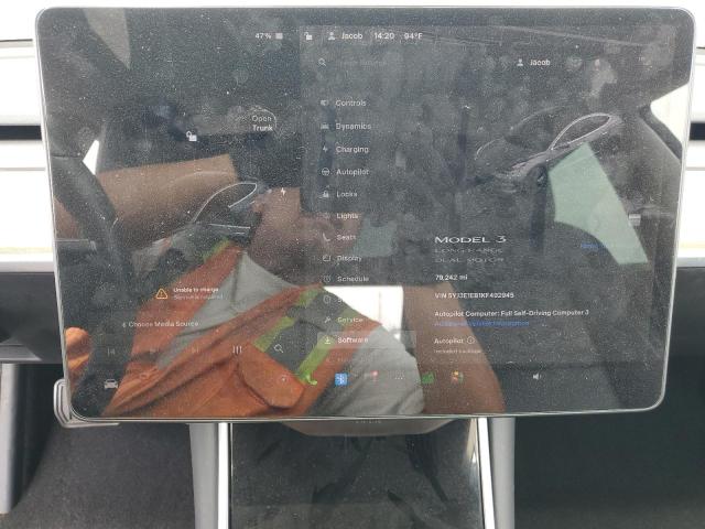 5YJ3E1EB1KF492945 - 2019 TESLA MODEL 3 Boz foto 9