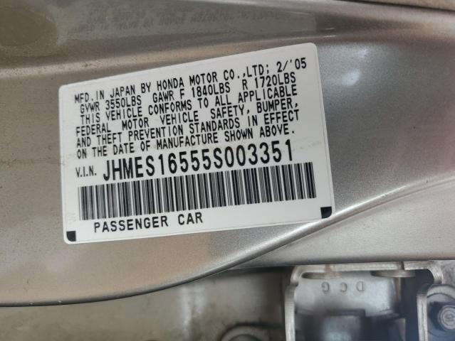 JHMES16555S003351 - 2005 HONDA CIVIC LX TAN photo 12