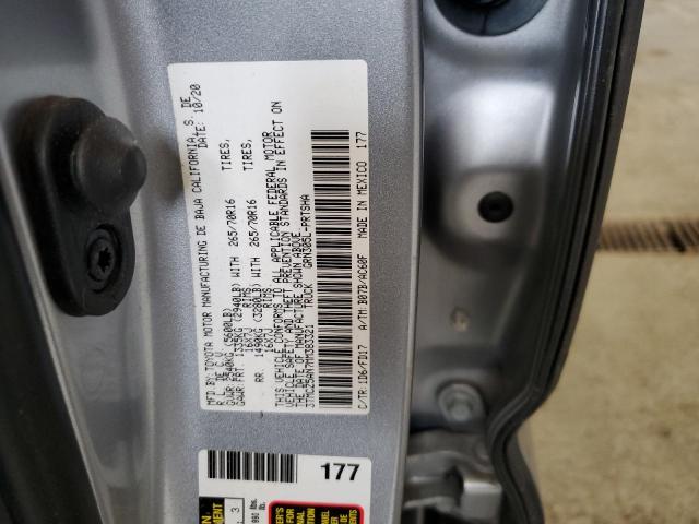 3TMCZ5AN7MM383321 - 2021 TOYOTA TACOMA DOUBLE CAB ვერცხლისფერი ფოტო 12