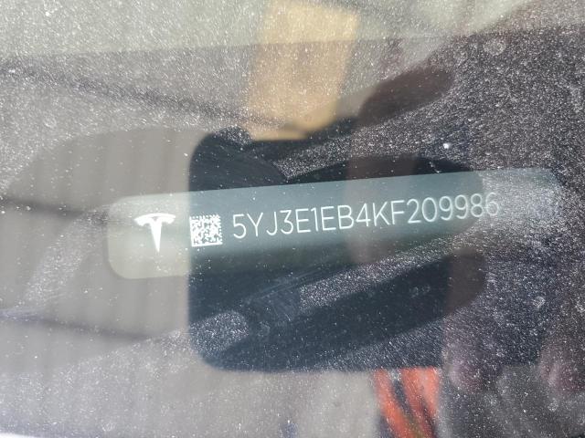 5YJ3E1EB4KF209986 - 2019 TESLA MODEL 3 Gris photo 12