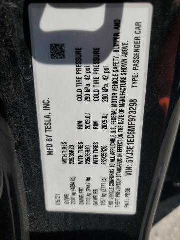 5YJ3E1EC6MF973298 - 2021 TESLA MODEL 3 Қара фото 14