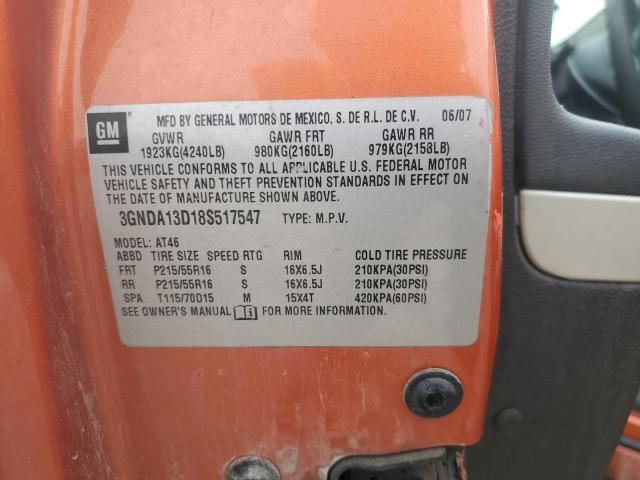 3GNDA13D18S517547 - 2008 CHEVROLET HHR LS ORANGE photo 13